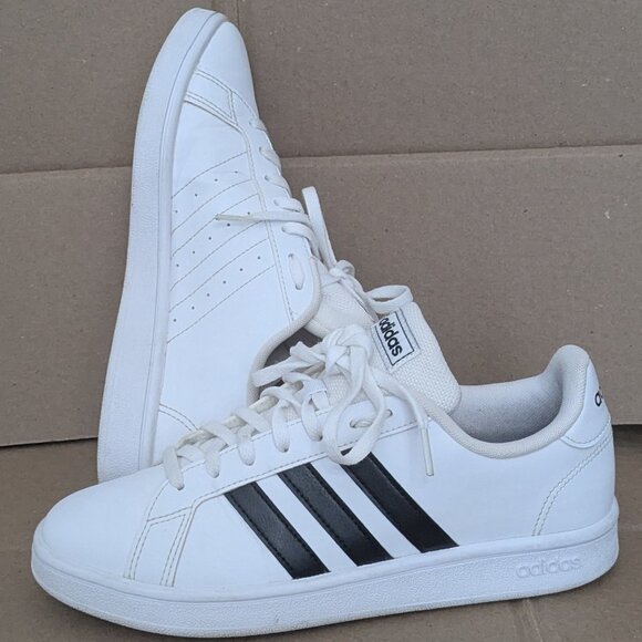 Adidas Grand Court Base Low Women's Casual Shoes White Black EE7968 Sz 7.5 - Picture 2 of 13